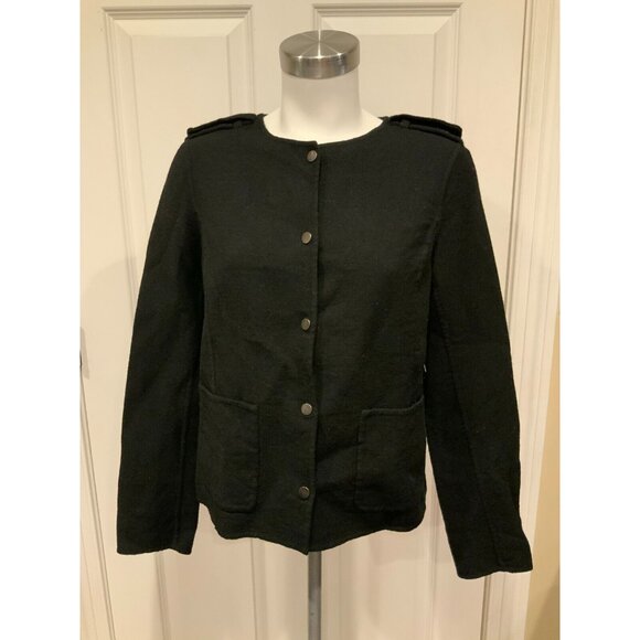 Vince Black Wool Blend Button-Up Jacket, Size 10 - Picture 1 of 8